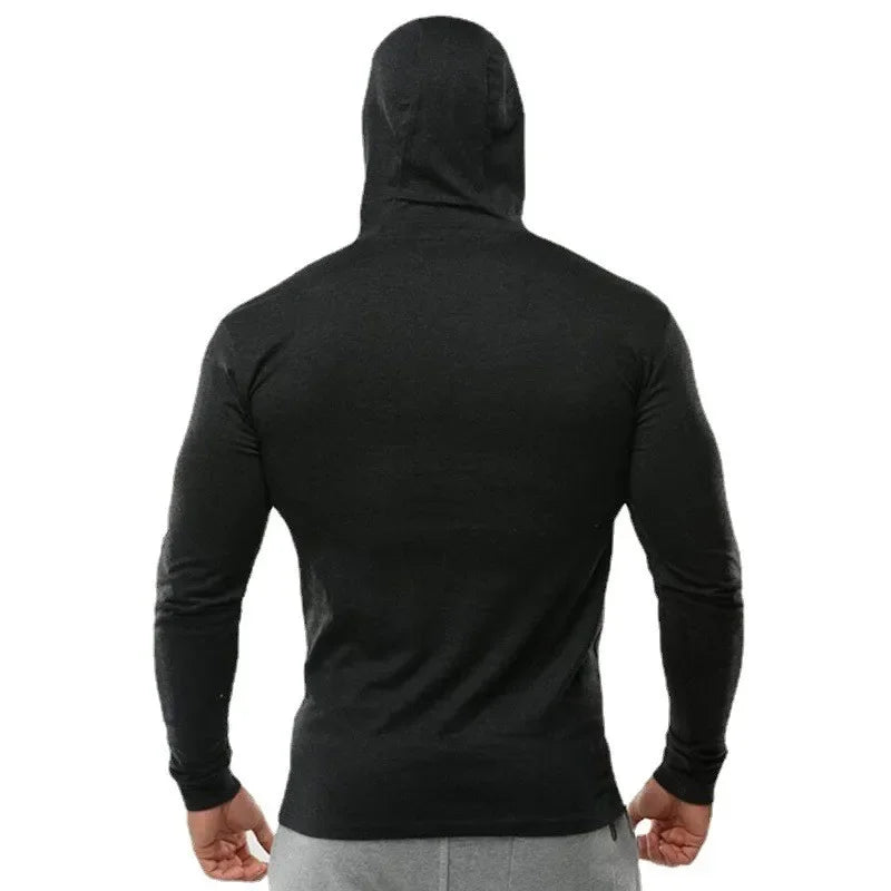 Long Sleeve Hooded Gym Shirt - All-Season Performance Wear