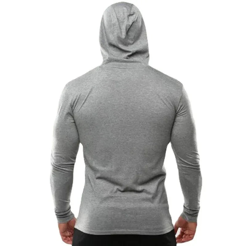 Long Sleeve Hooded Gym Shirt - All-Season Performance Wear
