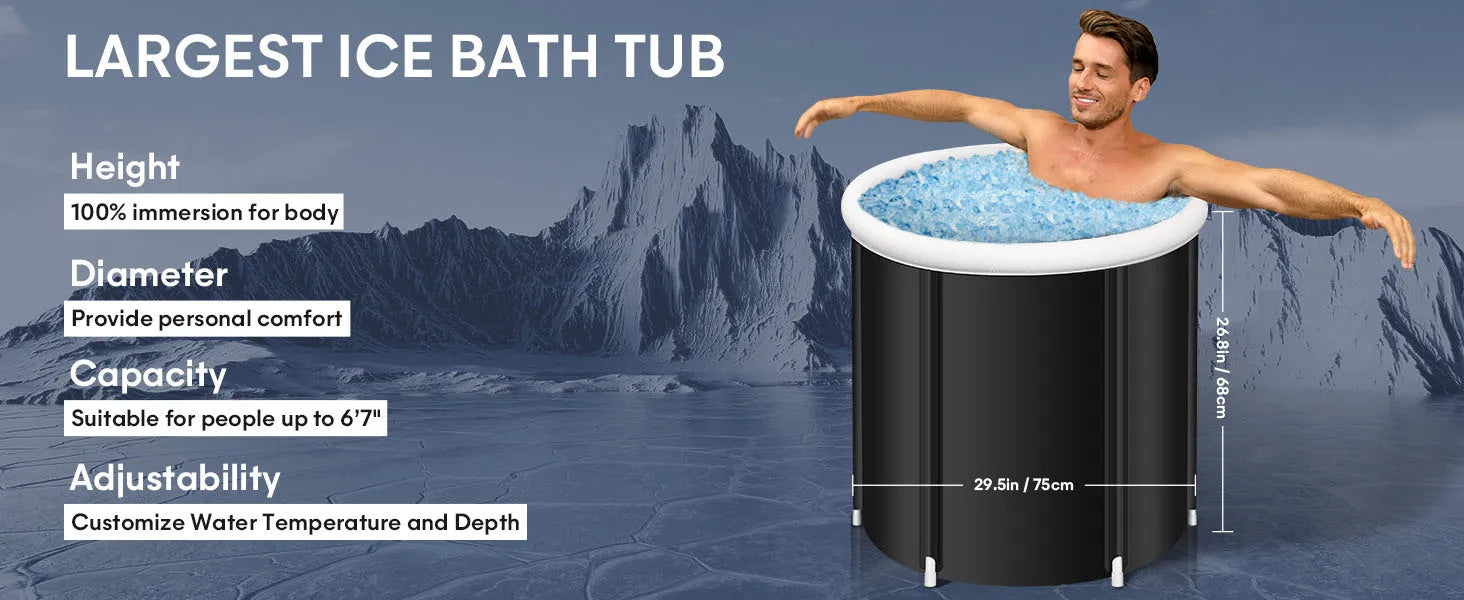 Ice Bath Tub Cold Water Therapy Plunge Tub for Athletes Portable Outdoor Ice Barrel Plunge Pool Inflatable Folding Bathtub
