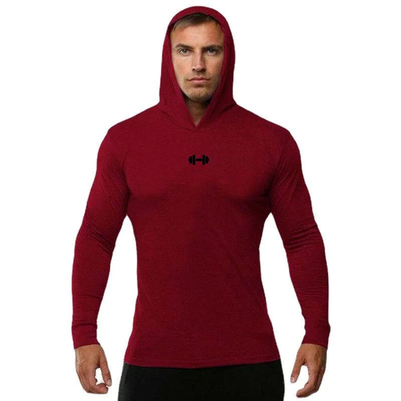 Long Sleeve Hooded Gym Shirt - All-Season Performance Wear