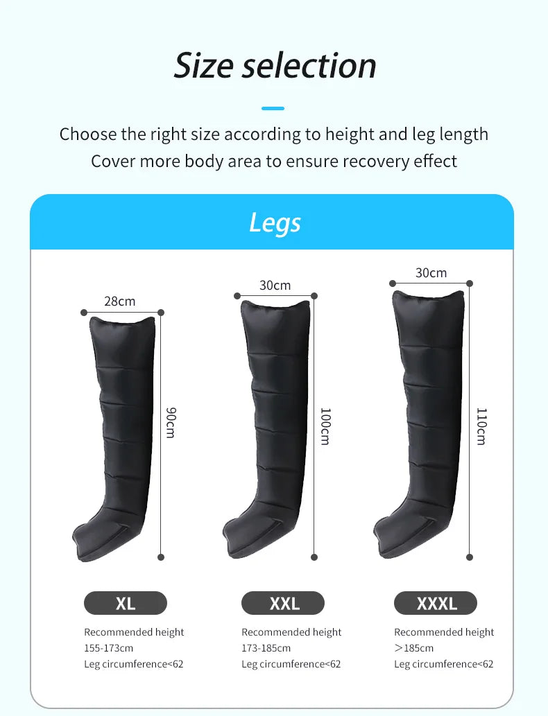 JILI Air Compression Foot  Massager Leg Recovery Boots Blood Circulation Pressotherapy Relax Muscles Lymphatic Drainage 6Cavity