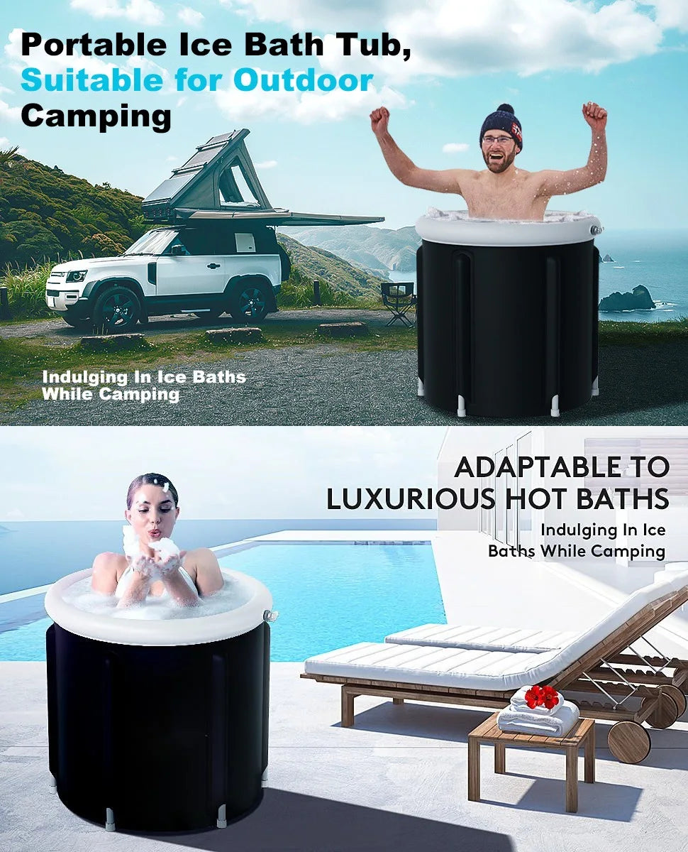 Ice Bath Tub Cold Water Therapy Plunge Tub for Athletes Portable Outdoor Ice Barrel Plunge Pool Inflatable Folding Bathtub