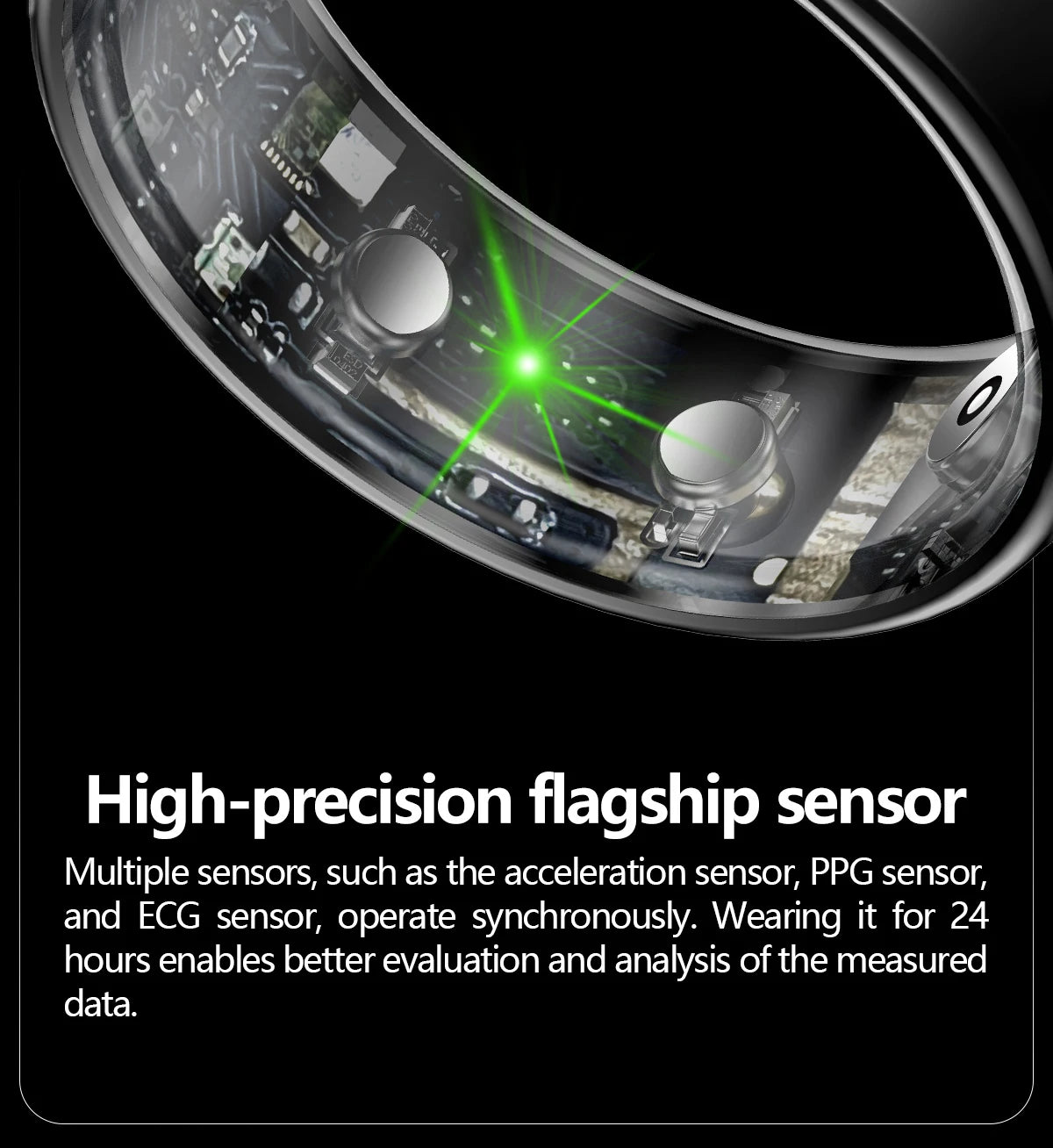 Health Smart Ring with AI ECG Detection Blood Pressure Blood Sugar & Blood Oxygen Saturation Heart Rate Monitor for Android