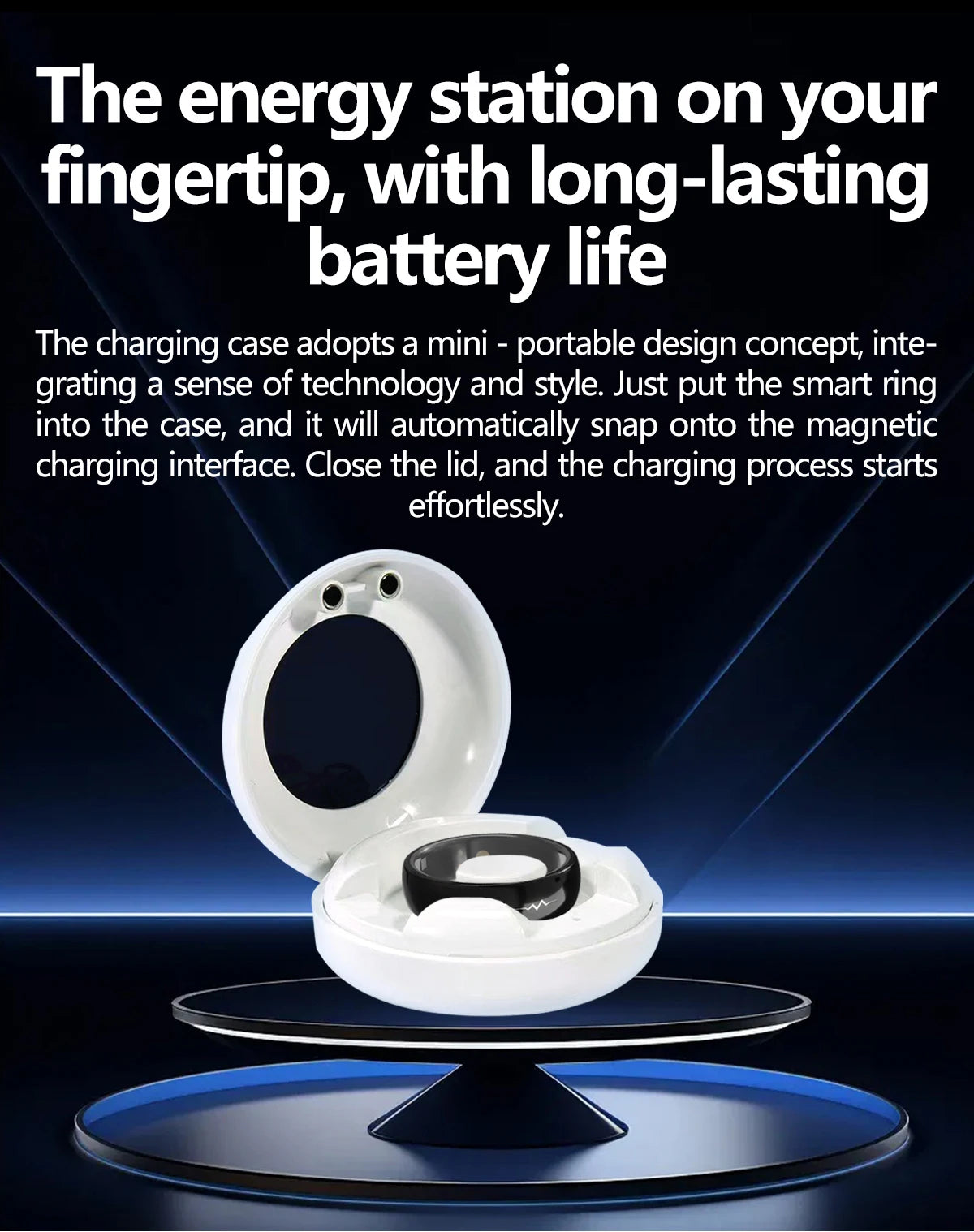 Health Smart Ring with AI ECG Detection Blood Pressure Blood Sugar & Blood Oxygen Saturation Heart Rate Monitor for Android