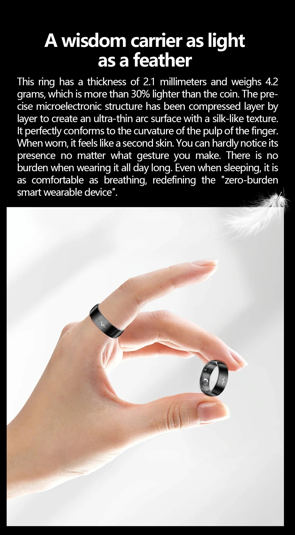 Health Smart Ring with AI ECG Detection Blood Pressure Blood Sugar & Blood Oxygen Saturation Heart Rate Monitor for Android