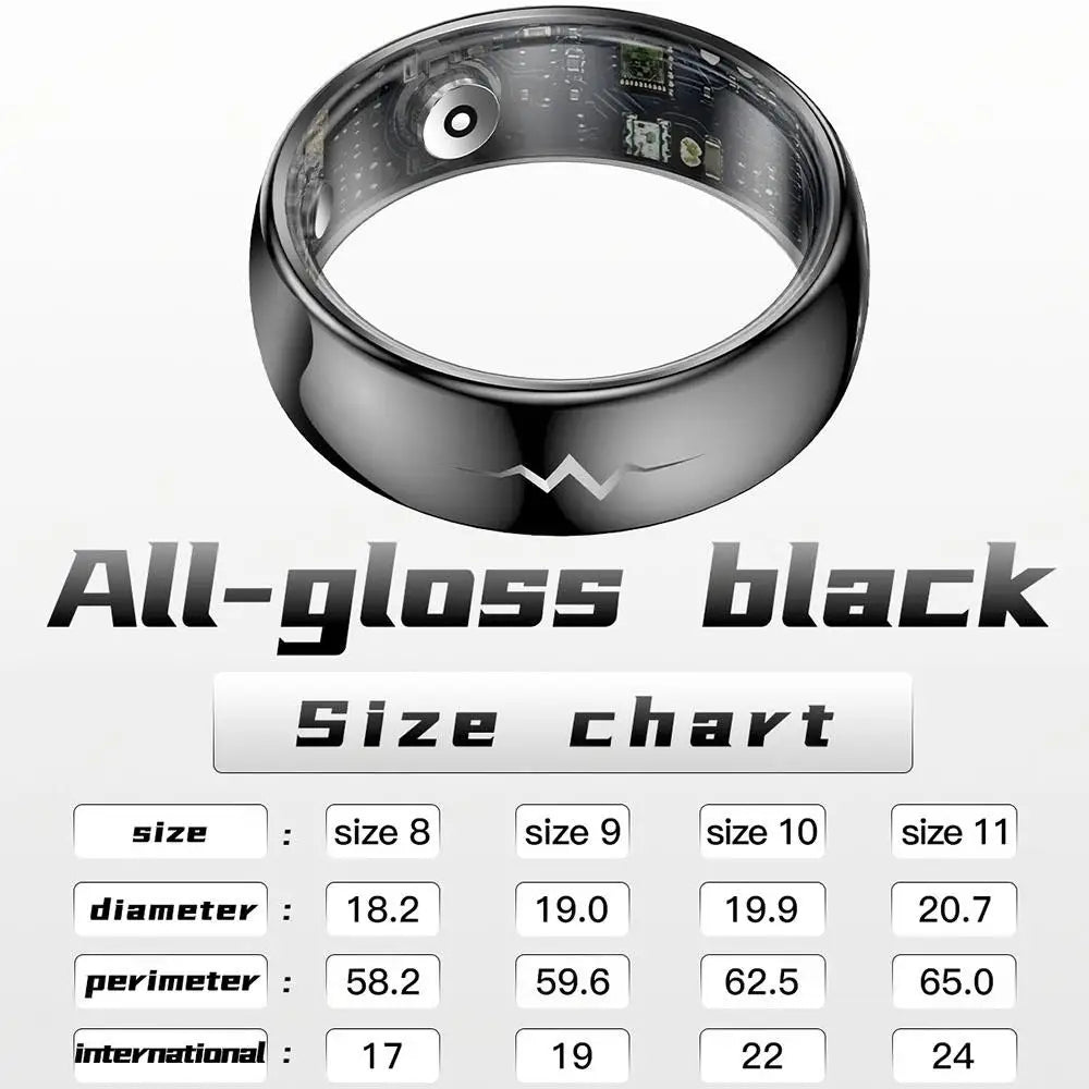 Health Smart Ring with AI ECG Detection Blood Pressure Blood Sugar & Blood Oxygen Saturation Heart Rate Monitor for Android