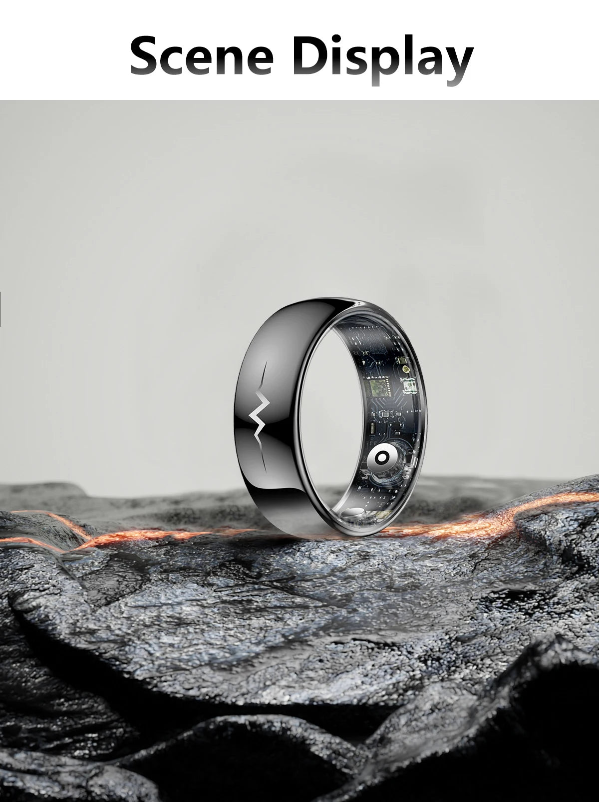 Health Smart Ring with AI ECG Detection Blood Pressure Blood Sugar & Blood Oxygen Saturation Heart Rate Monitor for Android
