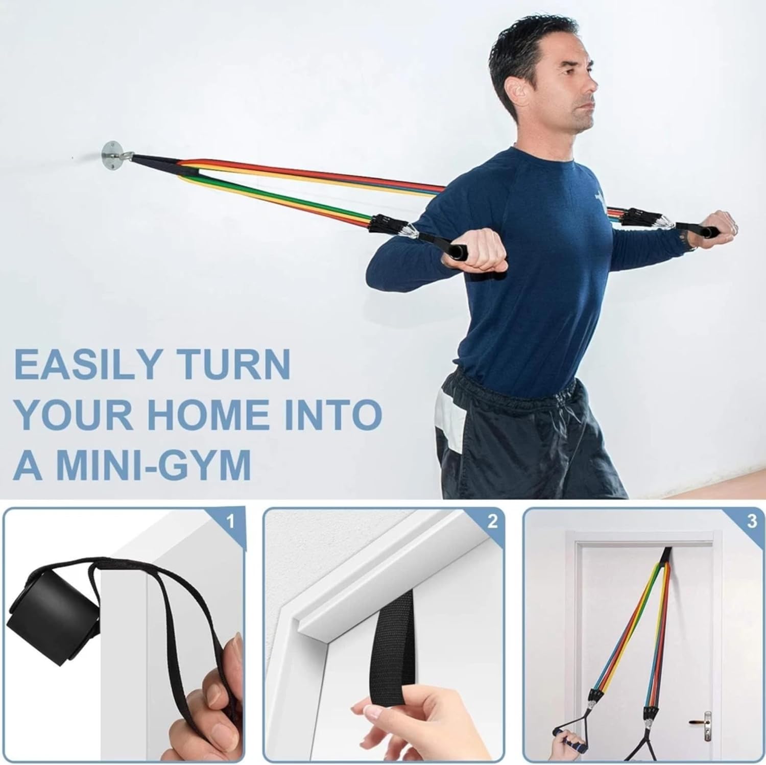 11-Piece Resistance Band Set - Complete Home Gym Equipment