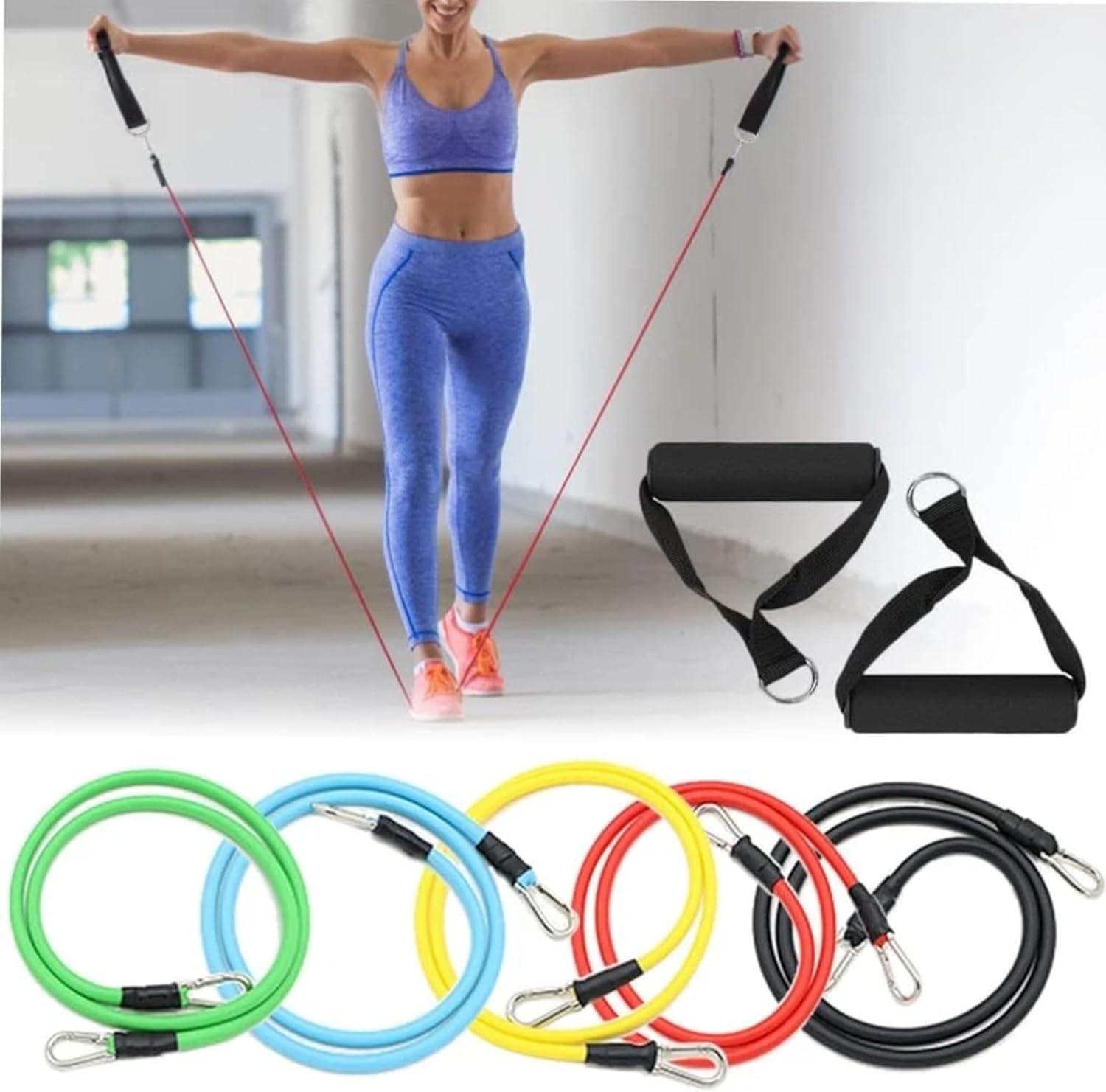 11-Piece Resistance Band Set - Complete Home Gym Equipment