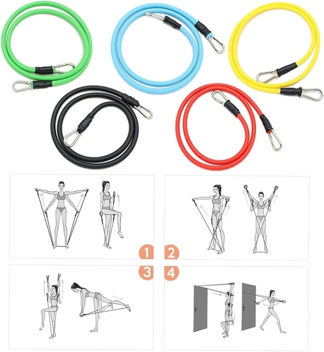 11-Piece Resistance Band Set - Complete Home Gym Equipment