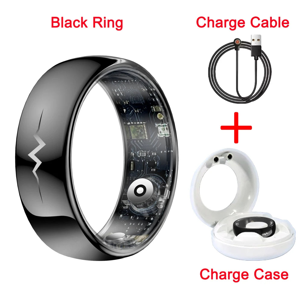 Health Smart Ring with AI ECG Detection Blood Pressure Blood Sugar & Blood Oxygen Saturation Heart Rate Monitor for Android