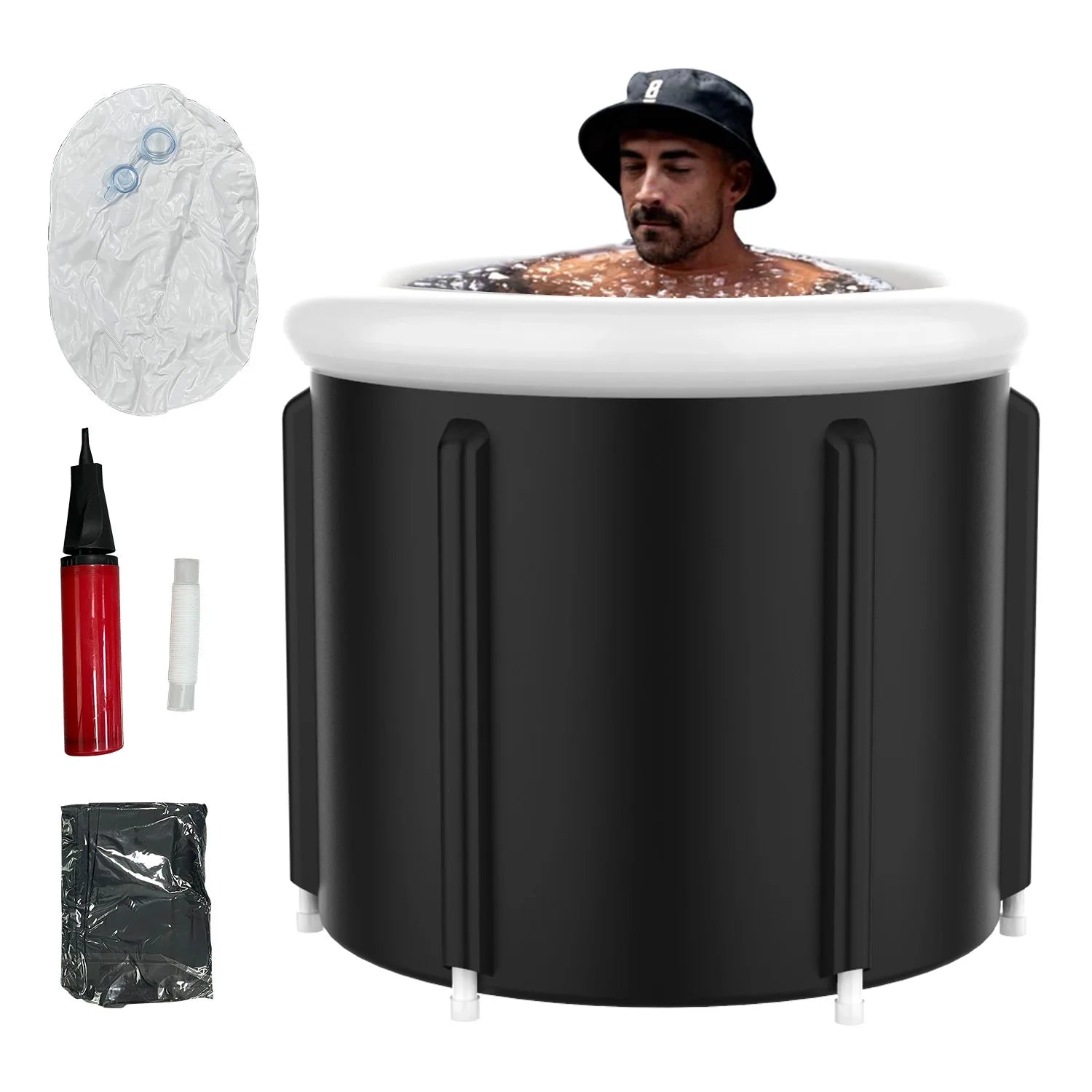 Ice Bath Tub Cold Water Therapy Plunge Tub for Athletes Portable Outdoor Ice Barrel Plunge Pool Inflatable Folding Bathtub