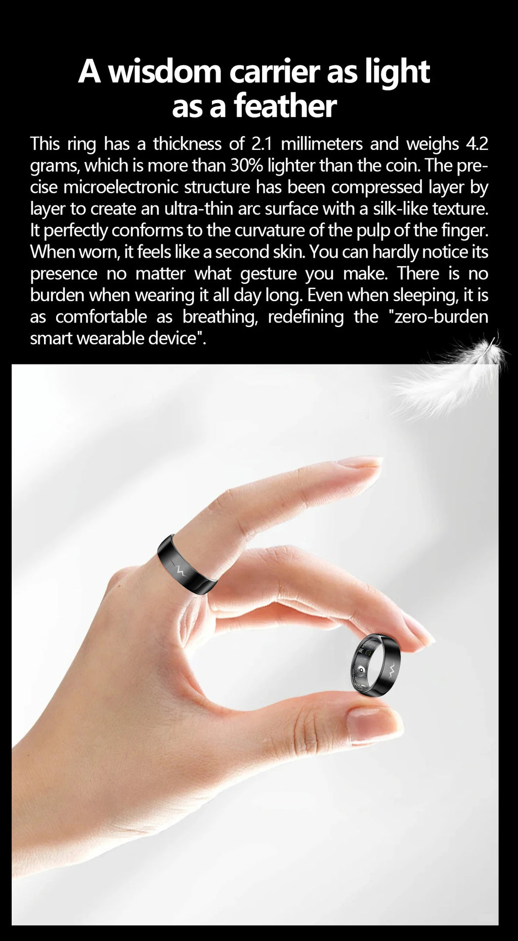 Health Smart Ring with AI ECG Detection Blood Pressure Blood Sugar & Blood Oxygen Saturation Heart Rate Monitor for Android